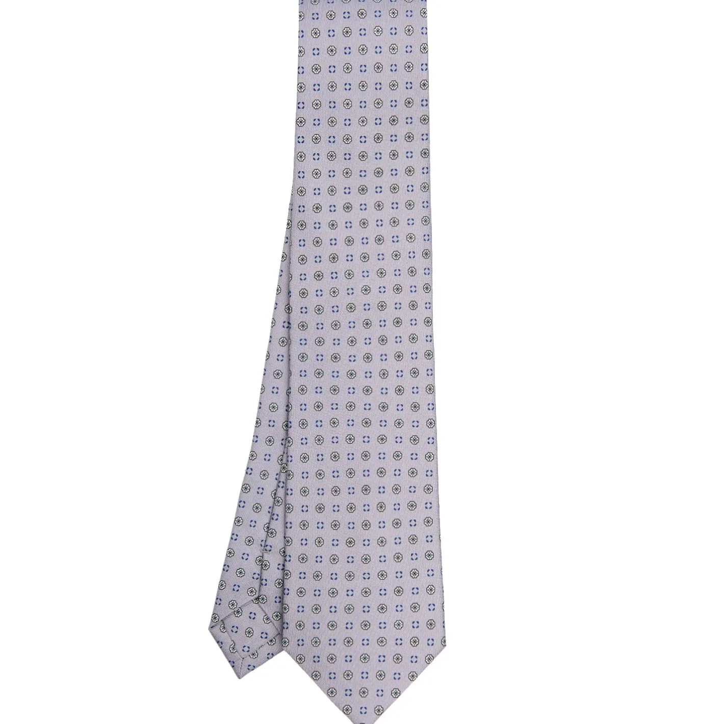 E.Marinella CRAVATTA SARTORIALE CLASSICA IN SETA GRIGIO CHIARO Microfantasia fiore Outlet