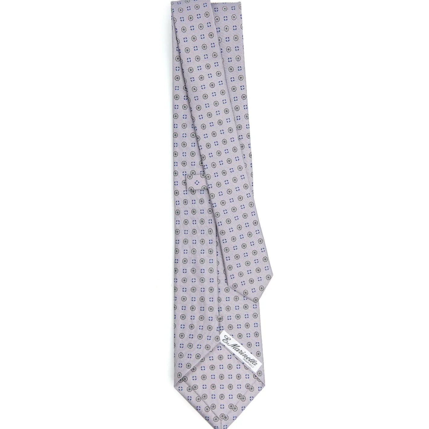 E.Marinella CRAVATTA SARTORIALE CLASSICA IN SETA GRIGIO CHIARO Microfantasia fiore Outlet