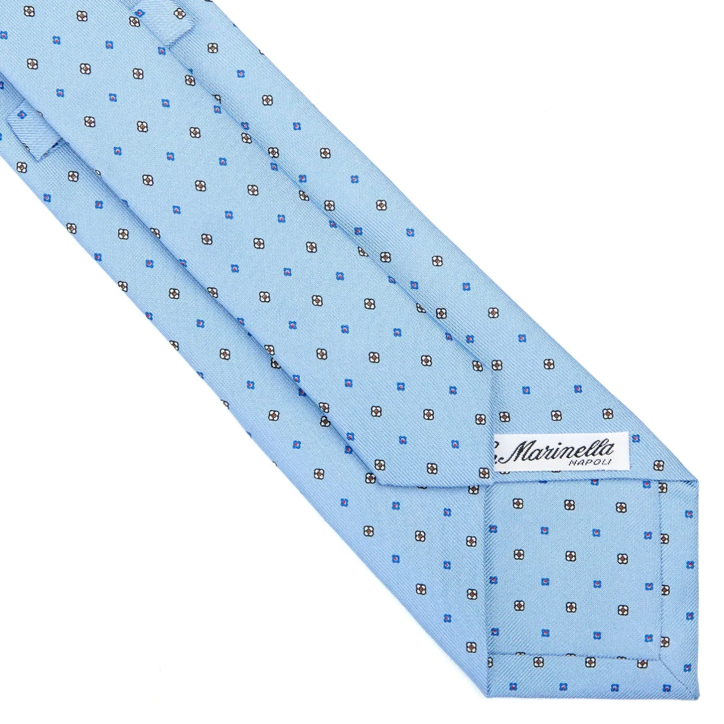 E.Marinella CRAVATTA SARTORIALE CLASSICA IN SETA AZZURRA Microfantasia fiore Discount