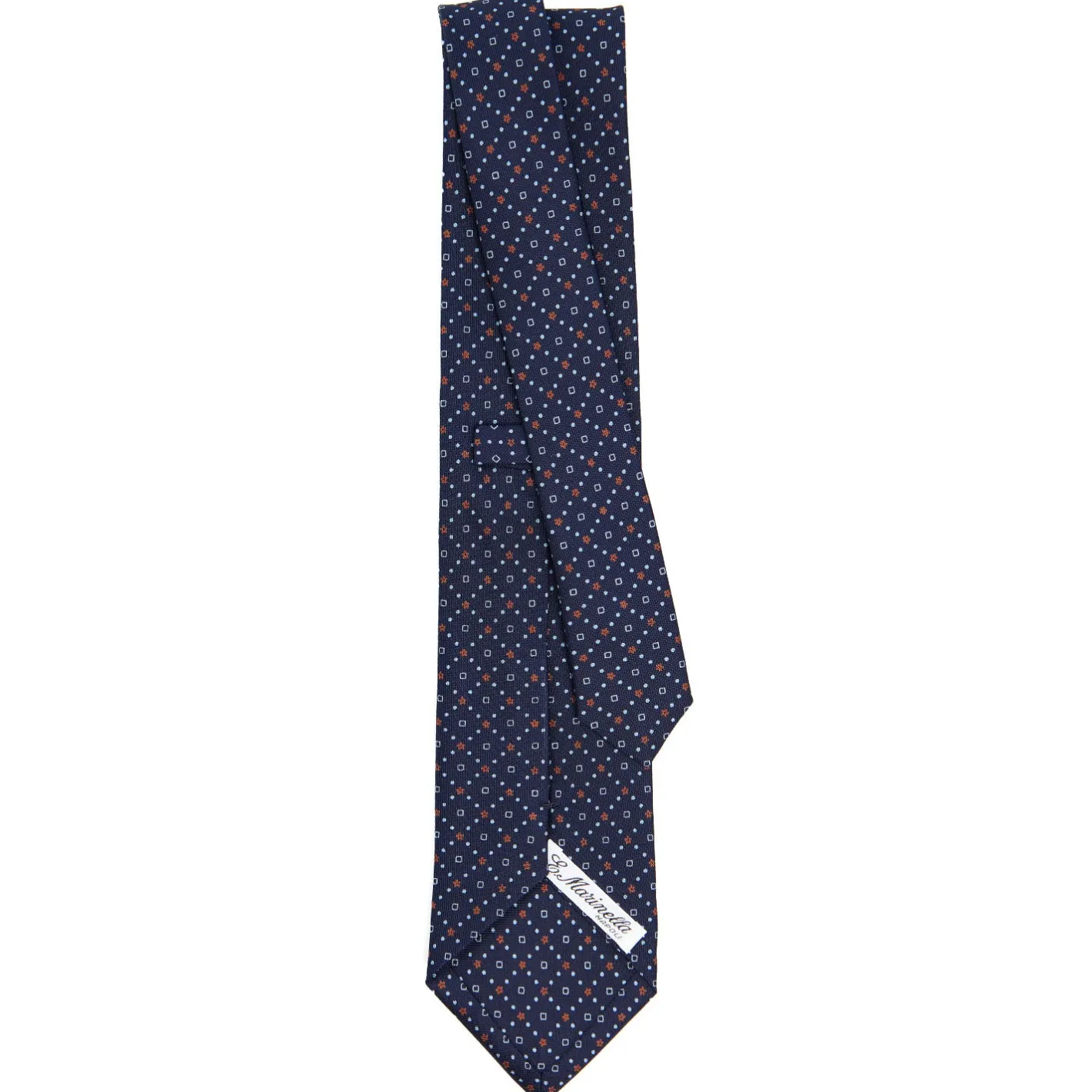 E.Marinella CRAVATTA SARTORIALE CLASSICA IN SETA BLU SCURO Microfantasia fiore Discount