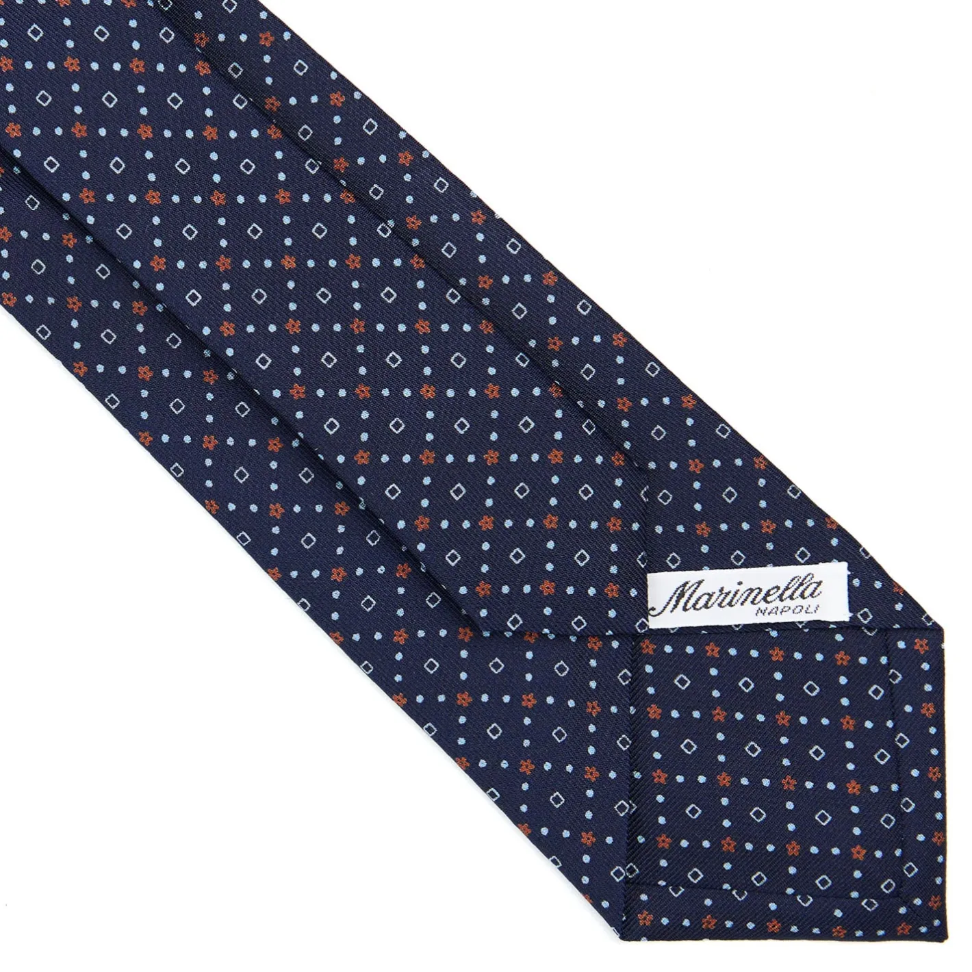 E.Marinella CRAVATTA SARTORIALE CLASSICA IN SETA BLU SCURO Microfantasia fiore Discount