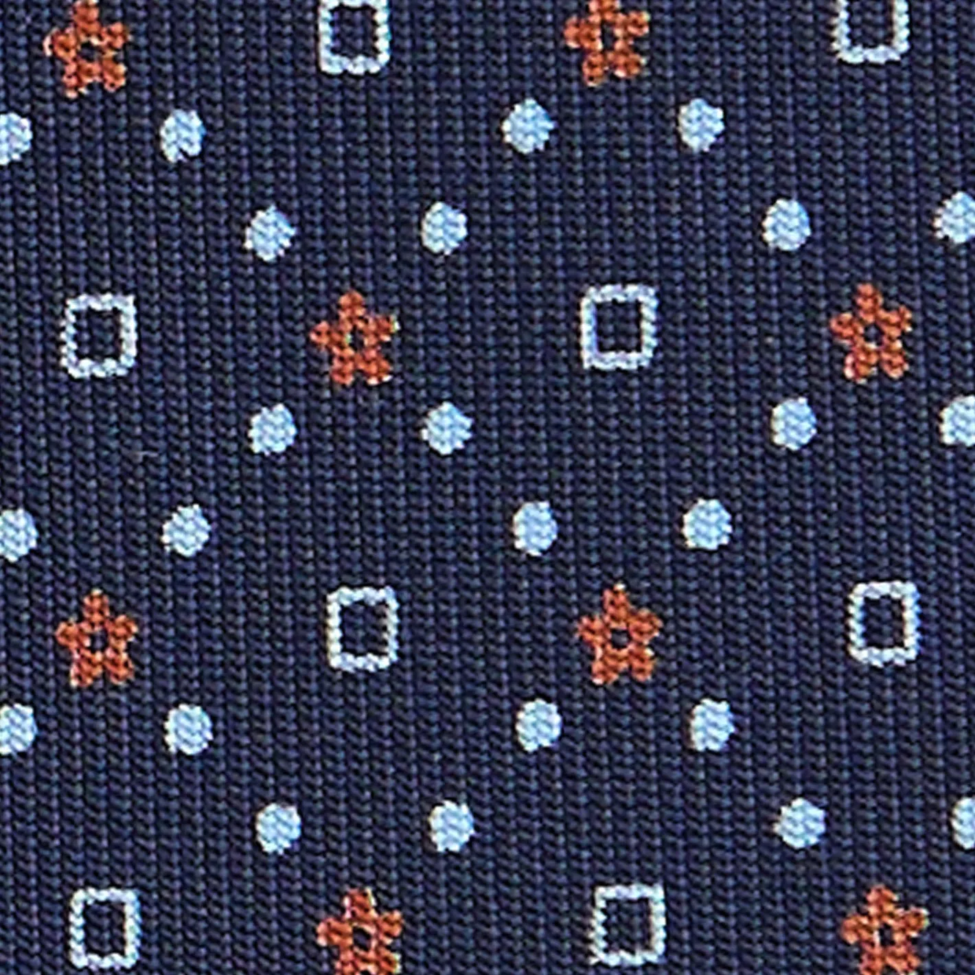 E.Marinella CRAVATTA SARTORIALE CLASSICA IN SETA BLU SCURO Microfantasia fiore Discount