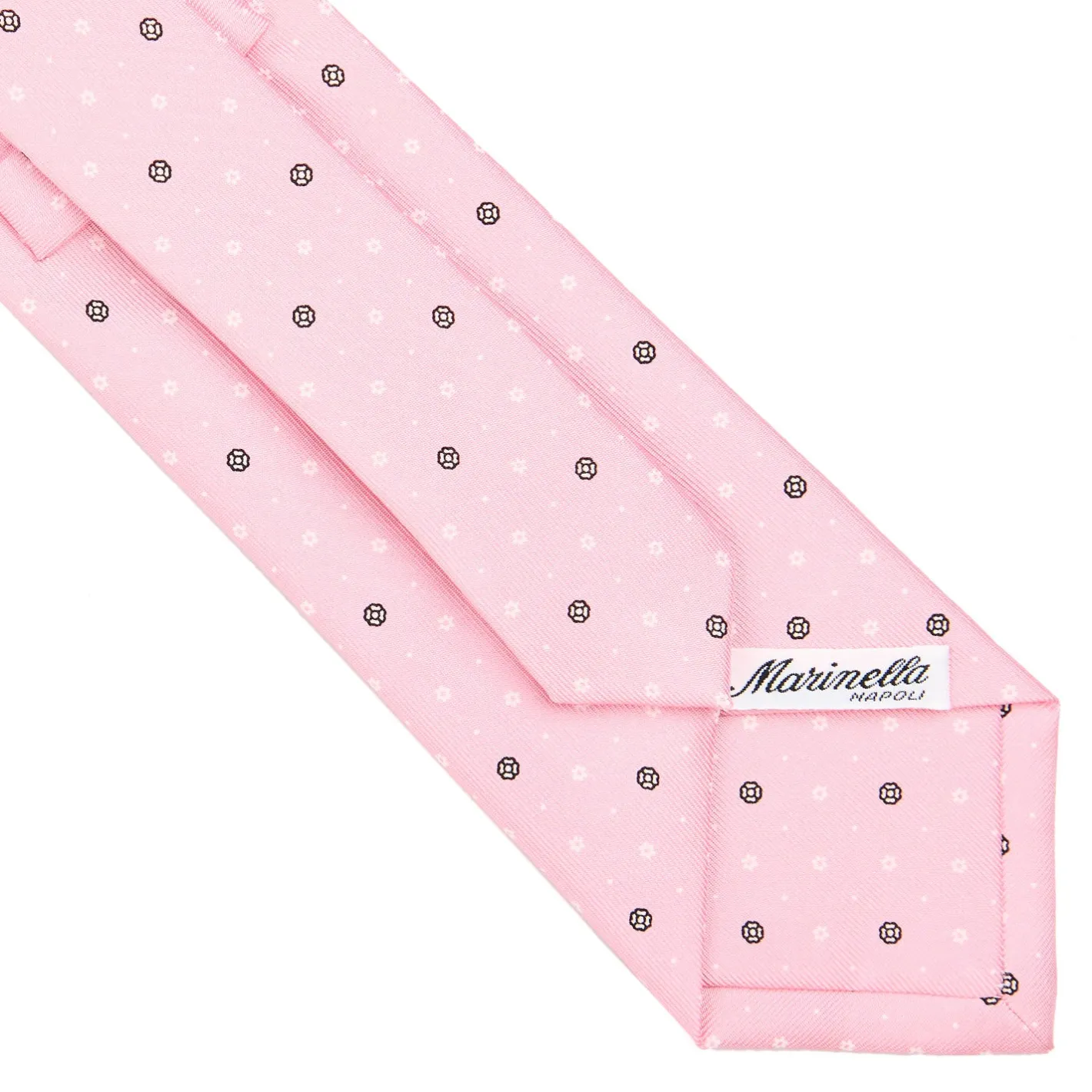 E.Marinella CRAVATTA SARTORIALE CLASSICA IN SETA ROSA Microfantasia fiore Clearance
