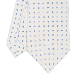 E.Marinella CRAVATTA SARTORIALE CLASSICA IN SETA BIANCA Microfantasia fiore Outlet