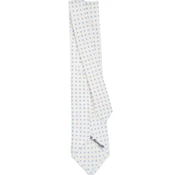 E.Marinella CRAVATTA SARTORIALE CLASSICA IN SETA BIANCA Microfantasia fiore Outlet
