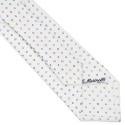 E.Marinella CRAVATTA SARTORIALE CLASSICA IN SETA BIANCA Microfantasia fiore Outlet