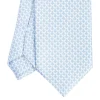 E.Marinella CRAVATTA SARTORIALE CLASSICA IN SETA AZZURRA Microfantasia m geometrica Best