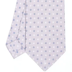E.Marinella CRAVATTA SARTORIALE CLASSICA IN SETA GRIGIO CHIARO Microfantasia fiore Discount