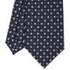 E.Marinella CRAVATTA SARTORIALE CLASSICA IN SETA BLU SCURO Microfantasia fiore Clearance