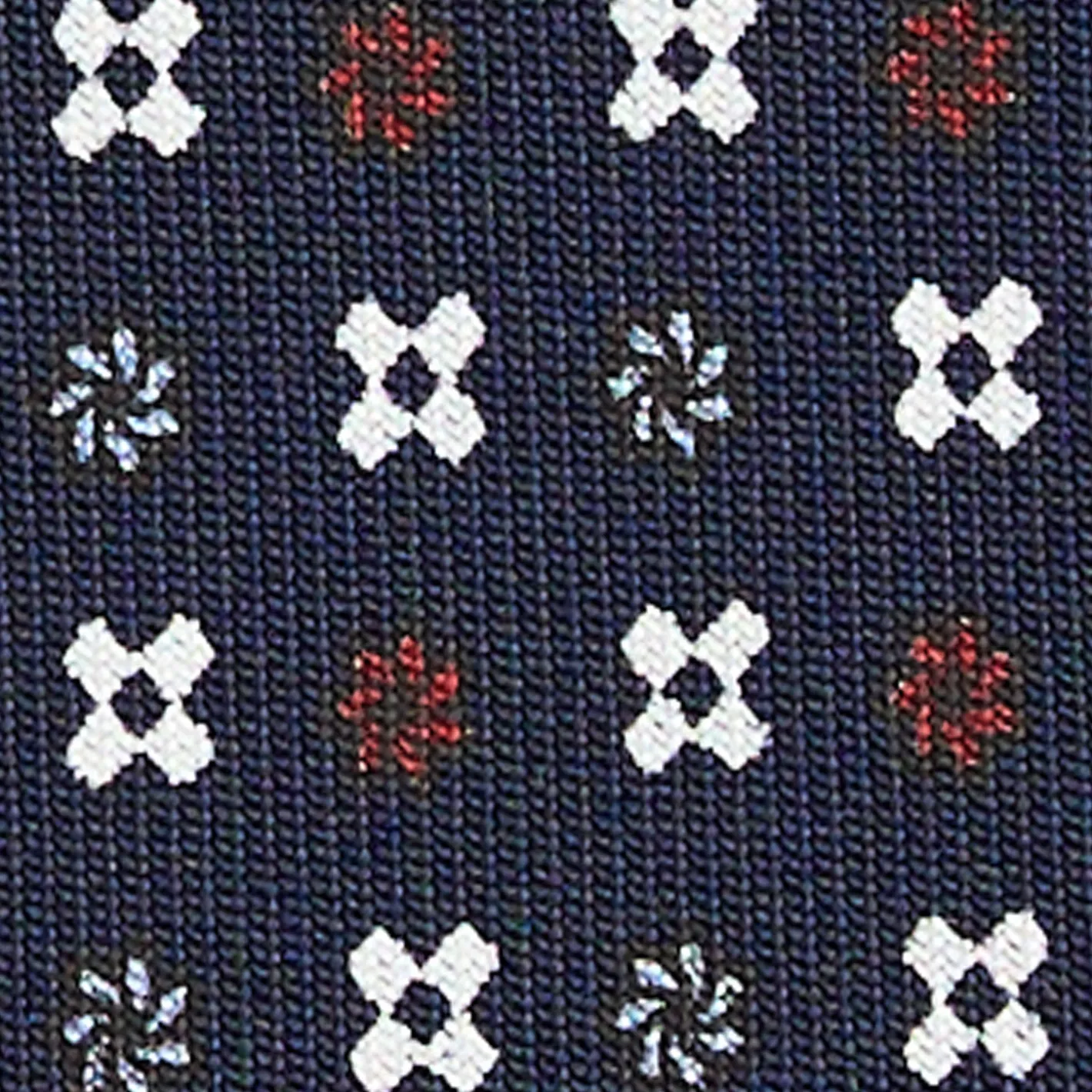 E.Marinella CRAVATTA SARTORIALE CLASSICA IN SETA BLU SCURO Microfantasia fiore Clearance