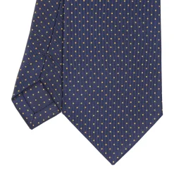 E.Marinella CRAVATTA SARTORIALE CLASSICA IN SETA BLU SCURO Pois Outlet