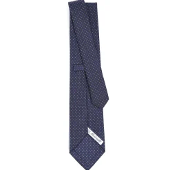E.Marinella CRAVATTA SARTORIALE CLASSICA IN SETA BLU SCURO Pois Outlet