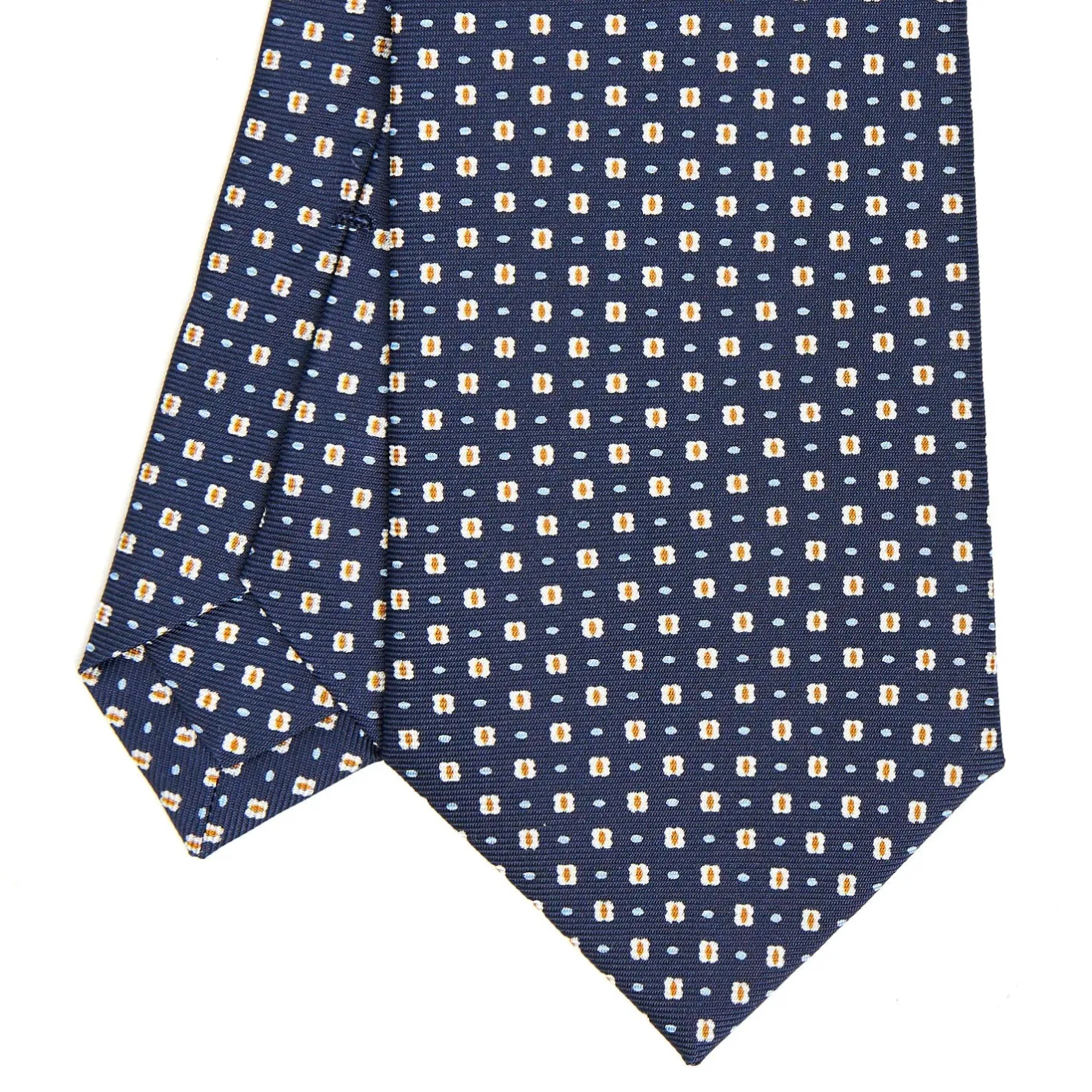 E.Marinella CRAVATTA SARTORIALE CLASSICA IN SETA BLU SCURO Microfantasia fiore Outlet