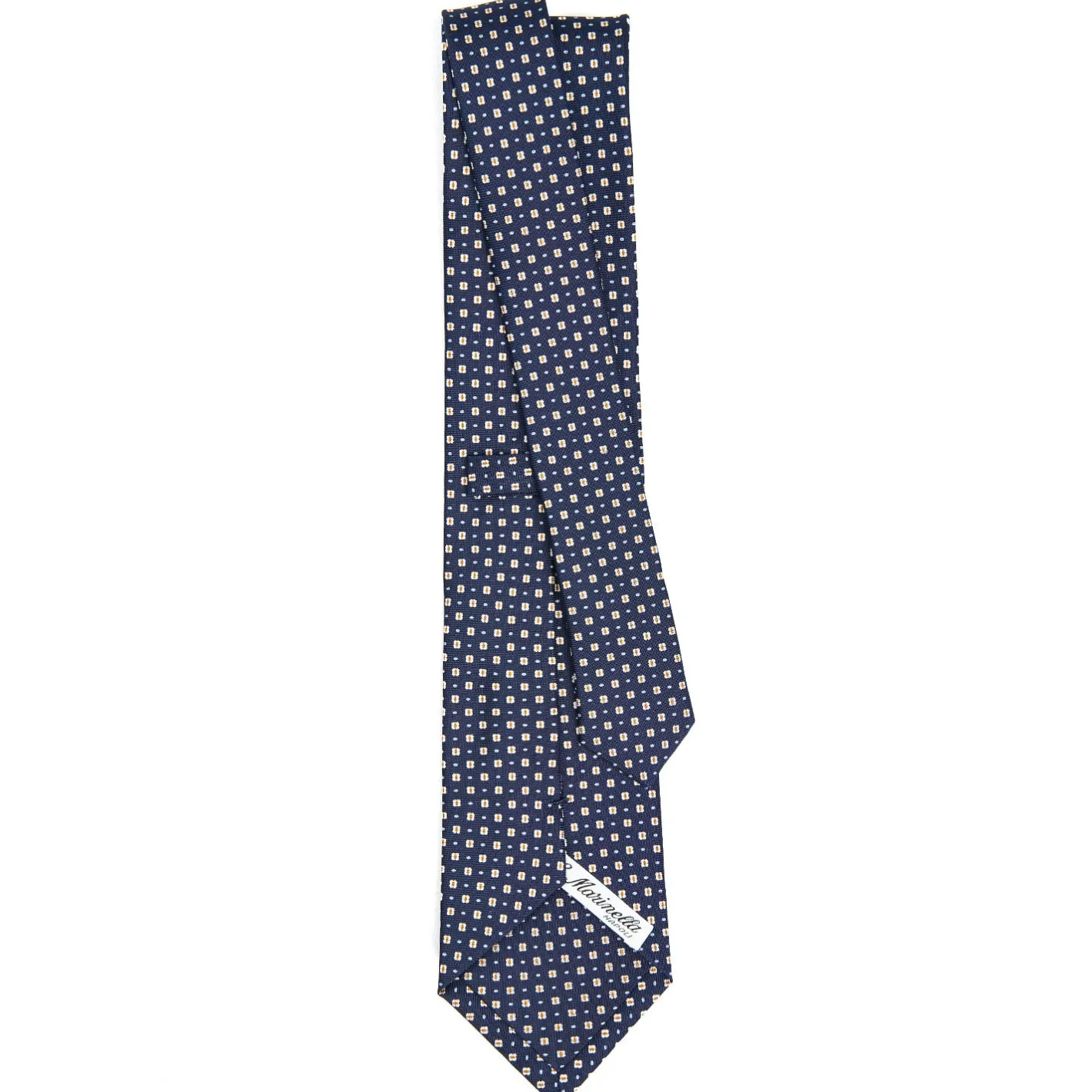 E.Marinella CRAVATTA SARTORIALE CLASSICA IN SETA BLU SCURO Microfantasia fiore Outlet