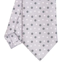 E.Marinella CRAVATTA SARTORIALE CLASSICA IN SETA GRIGIO CHIARO Microfantasia fiore Clearance