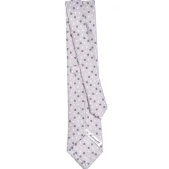 E.Marinella CRAVATTA SARTORIALE CLASSICA IN SETA GRIGIO CHIARO Microfantasia fiore Clearance