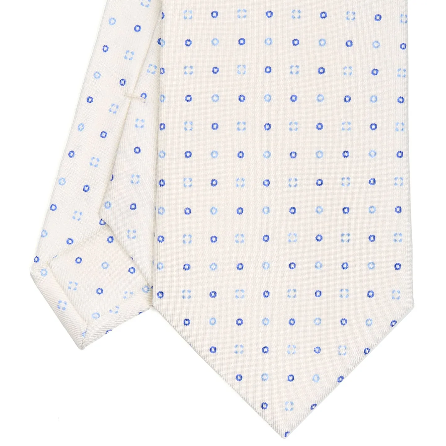 E.Marinella CRAVATTA SARTORIALE CLASSICA IN SETA BIANCA Microfantasia fiore Outlet