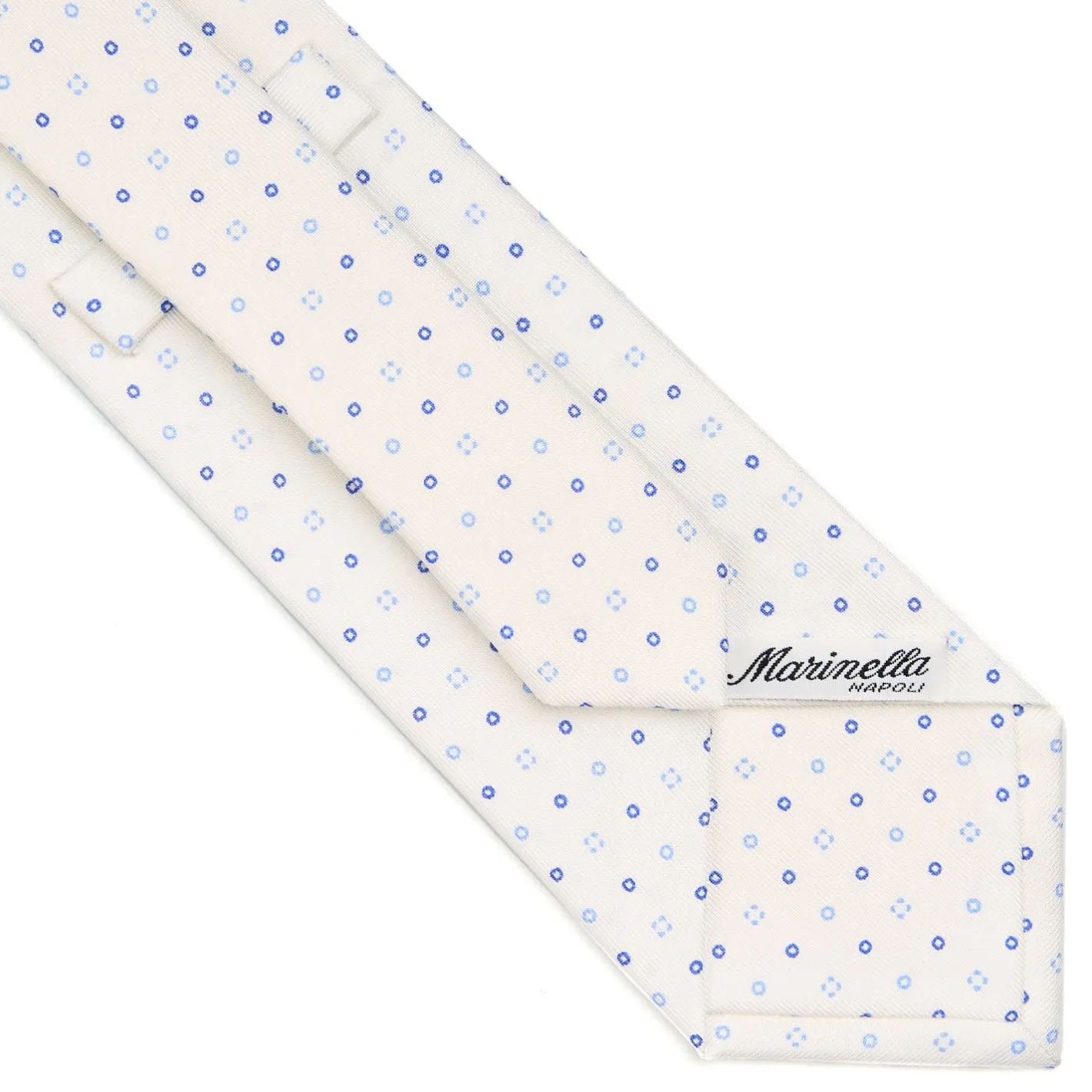 E.Marinella CRAVATTA SARTORIALE CLASSICA IN SETA BIANCA Microfantasia fiore Outlet