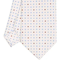 E.Marinella CRAVATTA SARTORIALE CLASSICA IN SETA BIANCA Microfantasia fiore Online