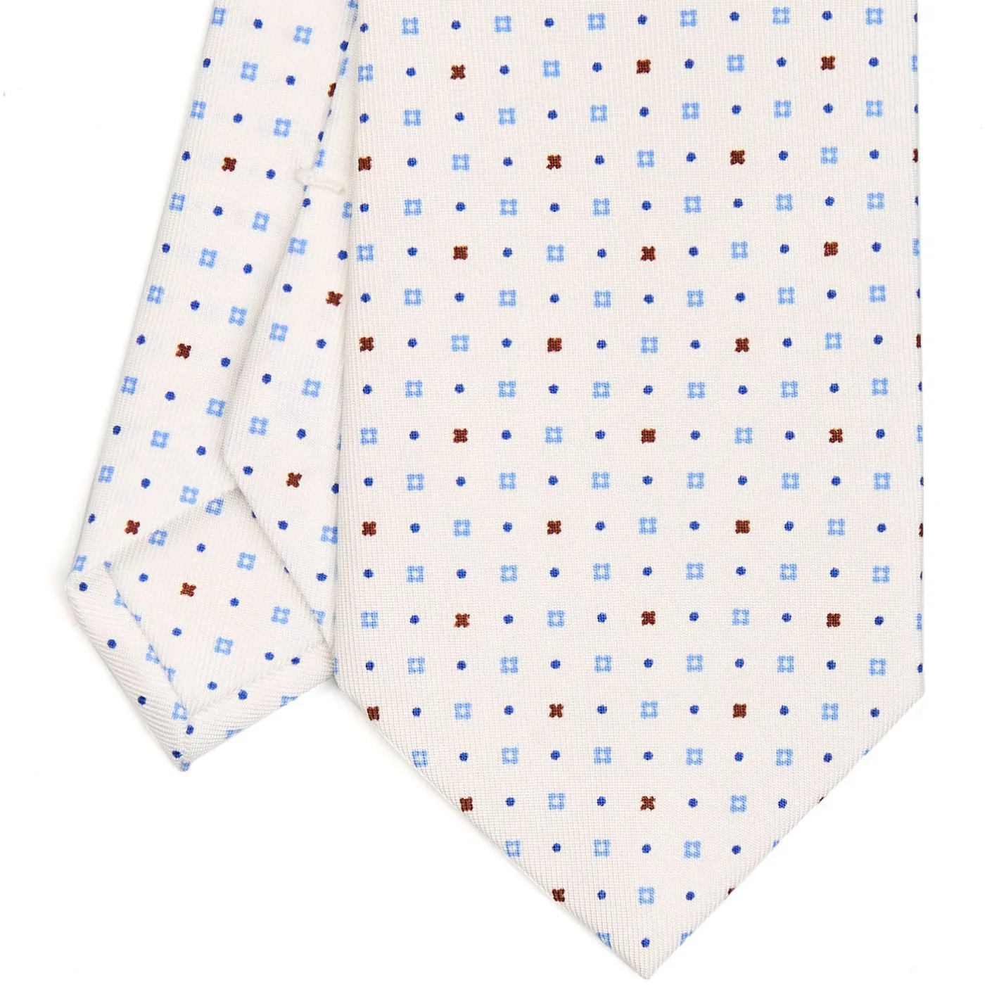 E.Marinella CRAVATTA SARTORIALE CLASSICA IN SETA BIANCA Microfantasia fiore Online