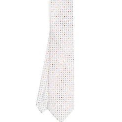 E.Marinella CRAVATTA SARTORIALE CLASSICA IN SETA BIANCA Microfantasia fiore Online