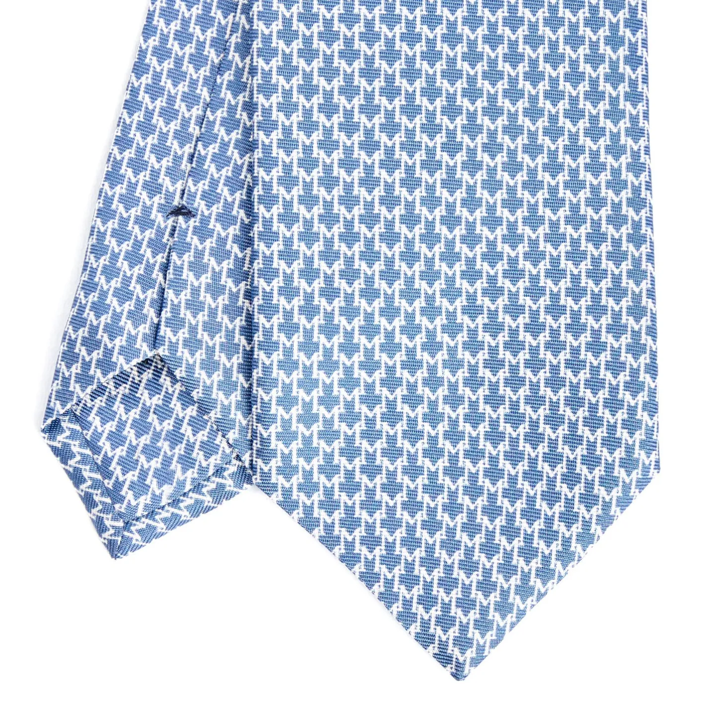 E.Marinella CRAVATTA SARTORIALE CLASSICA IN SETA BLU Microfantasia m geometrica New