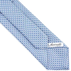 E.Marinella CRAVATTA SARTORIALE CLASSICA IN SETA BLU Microfantasia m geometrica New