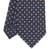 E.Marinella CRAVATTA SARTORIALE CLASSICA IN SETA BLU SCURO Microfantasia fiore Discount