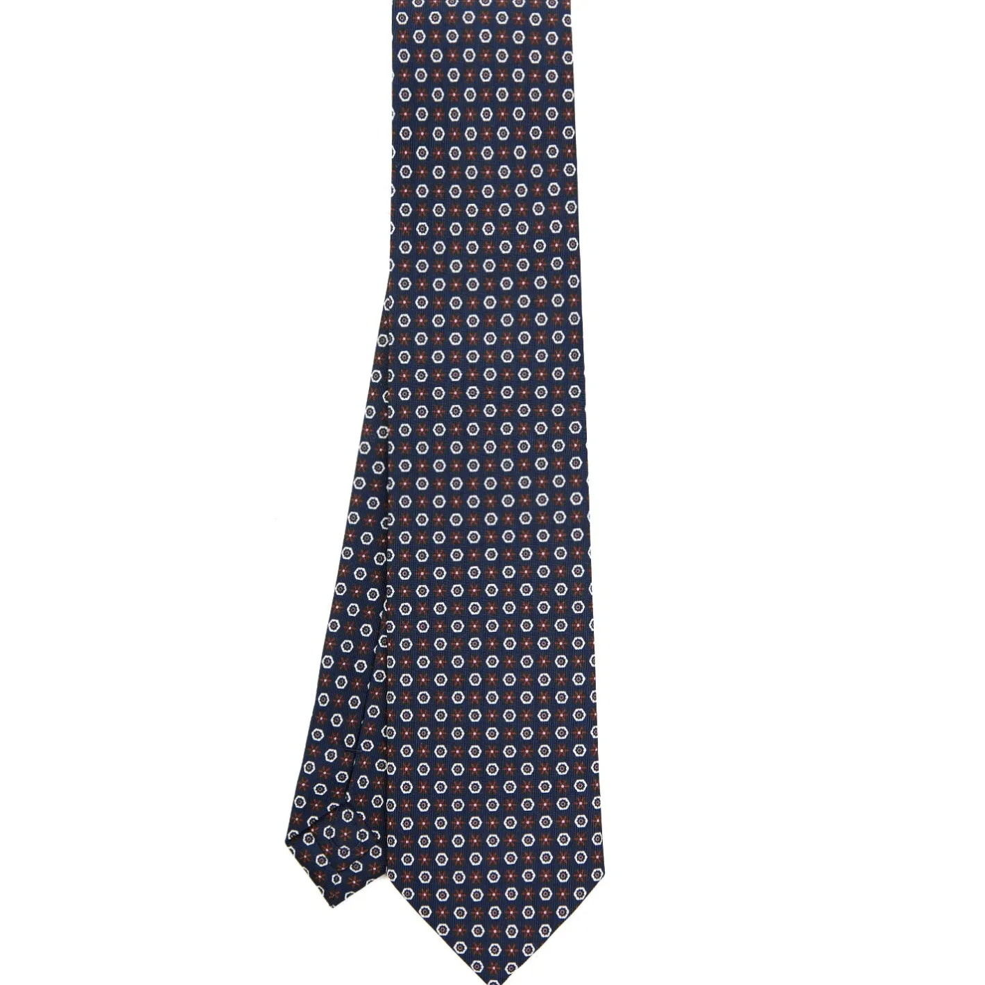 E.Marinella CRAVATTA SARTORIALE CLASSICA IN SETA BLU SCURO Microfantasia fiore Discount