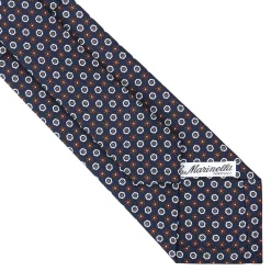 E.Marinella CRAVATTA SARTORIALE CLASSICA IN SETA BLU SCURO Microfantasia fiore Discount