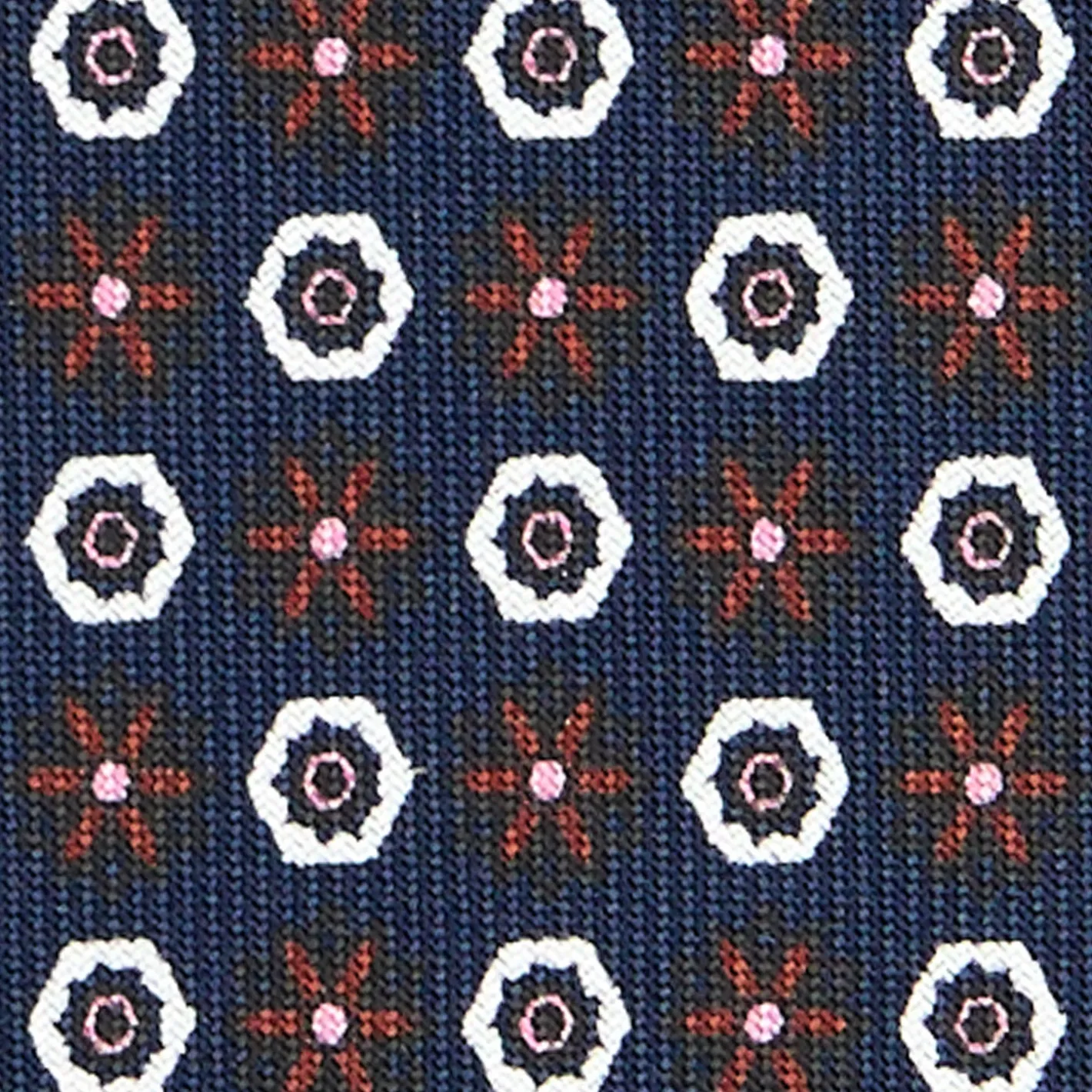 E.Marinella CRAVATTA SARTORIALE CLASSICA IN SETA BLU SCURO Microfantasia fiore Discount