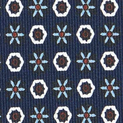 E.Marinella CRAVATTA SARTORIALE CLASSICA IN SETA BLU SCURO Microfantasia fiore Hot