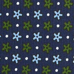 E.Marinella CRAVATTA SARTORIALE CLASSICA IN SETA BLU SCURO Microfantasia fiore Hot