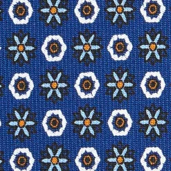 E.Marinella CRAVATTA SARTORIALE CLASSICA IN SETA BLU Microfantasia fiore Online