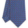 E.Marinella CRAVATTA SARTORIALE CLASSICA IN SETA BLU Microfantasia fiore Clearance