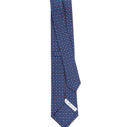 E.Marinella CRAVATTA SARTORIALE CLASSICA IN SETA BLU Microfantasia fiore Clearance