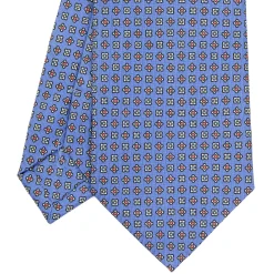 E.Marinella CRAVATTA SARTORIALE CLASSICA IN SETA AZZURRO POLVERE Microfantasia fiore Outlet