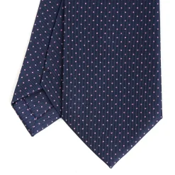 E.Marinella CRAVATTA SARTORIALE CLASSICA IN SETA BLU SCURO Pois Hot
