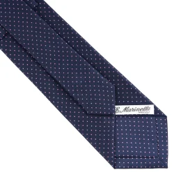 E.Marinella CRAVATTA SARTORIALE CLASSICA IN SETA BLU SCURO Pois Hot