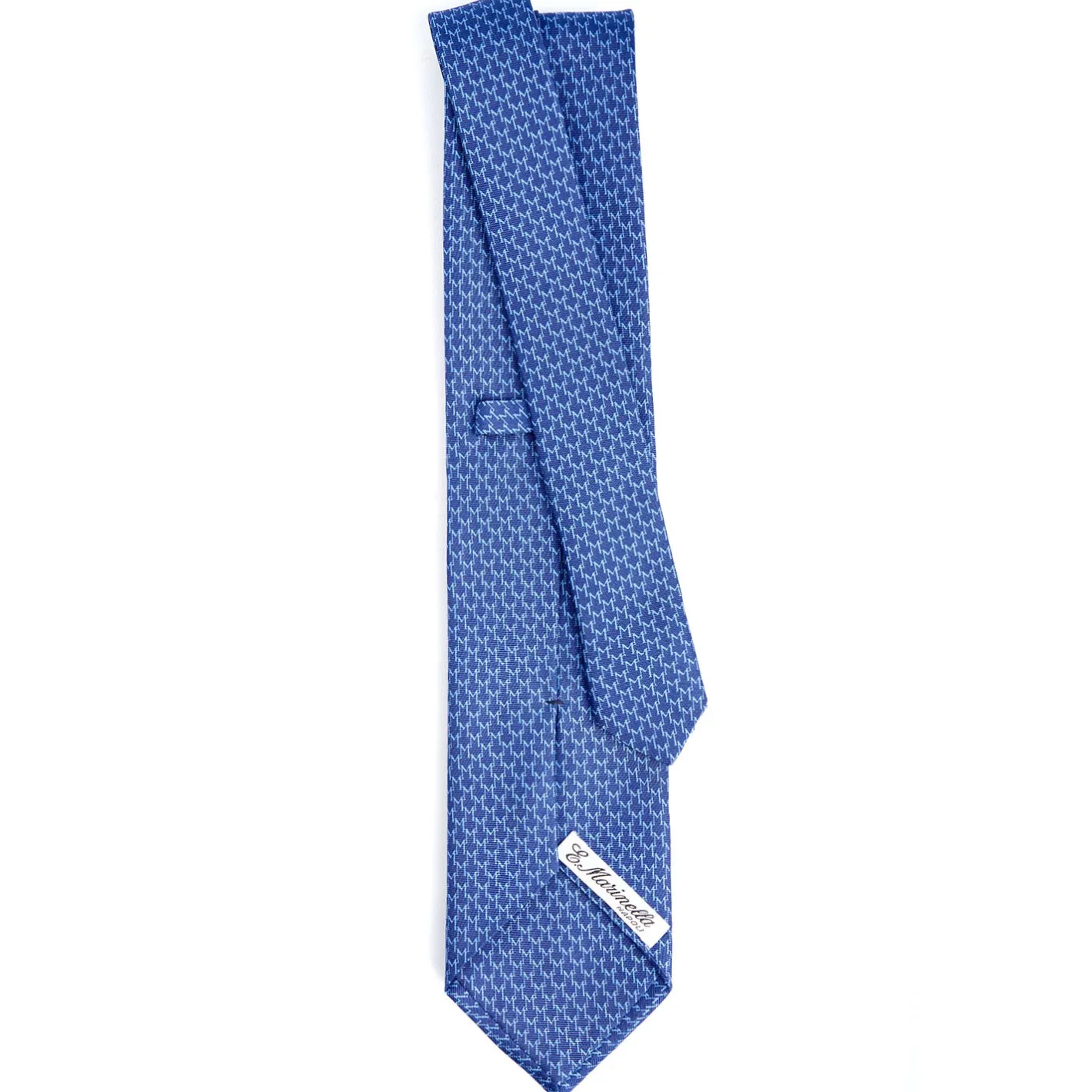 E.Marinella CRAVATTA SARTORIALE CLASSICA IN SETA BLUETTE Microfantasia m geometrica