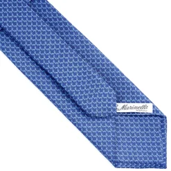 E.Marinella CRAVATTA SARTORIALE CLASSICA IN SETA BLUETTE Microfantasia m geometrica