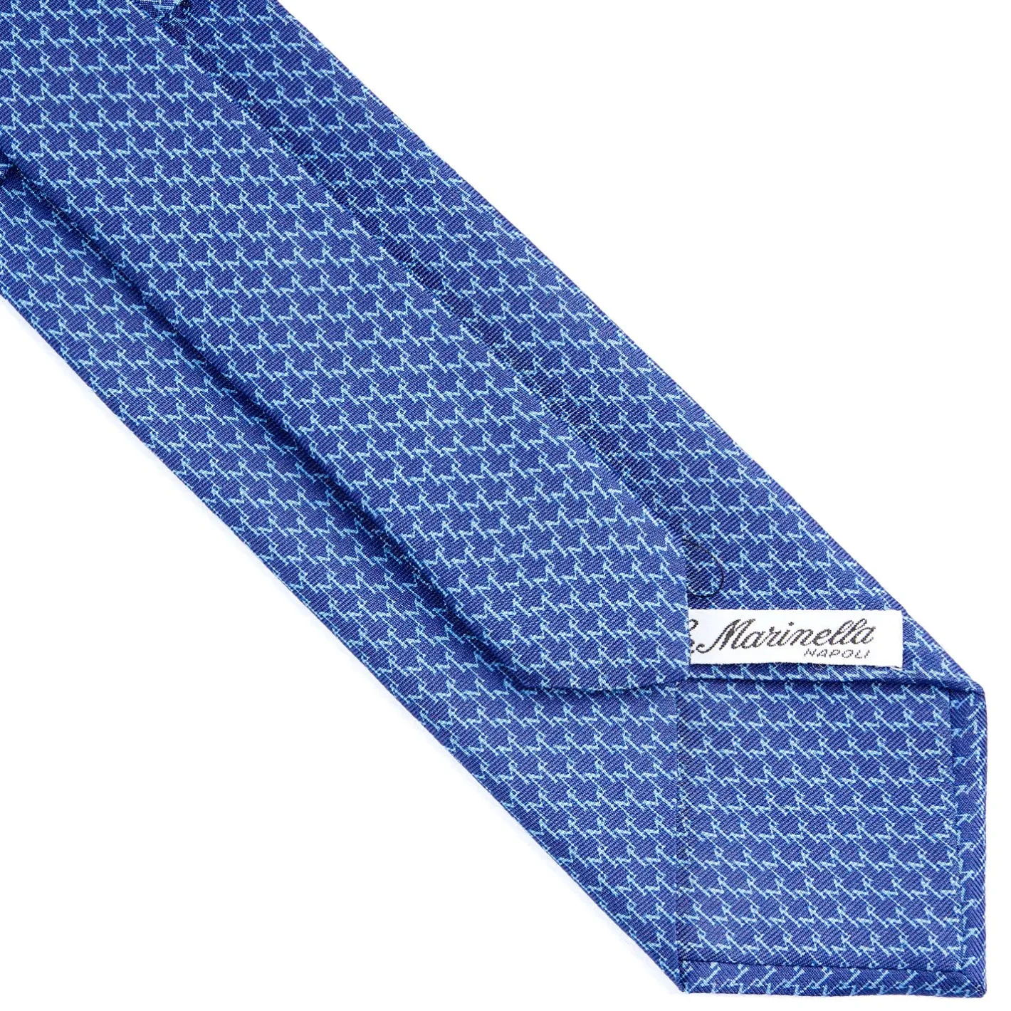 E.Marinella CRAVATTA SARTORIALE CLASSICA IN SETA BLUETTE Microfantasia m geometrica