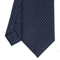 E.Marinella CRAVATTA SARTORIALE CLASSICA IN SETA BLU SCURO Pois Sale