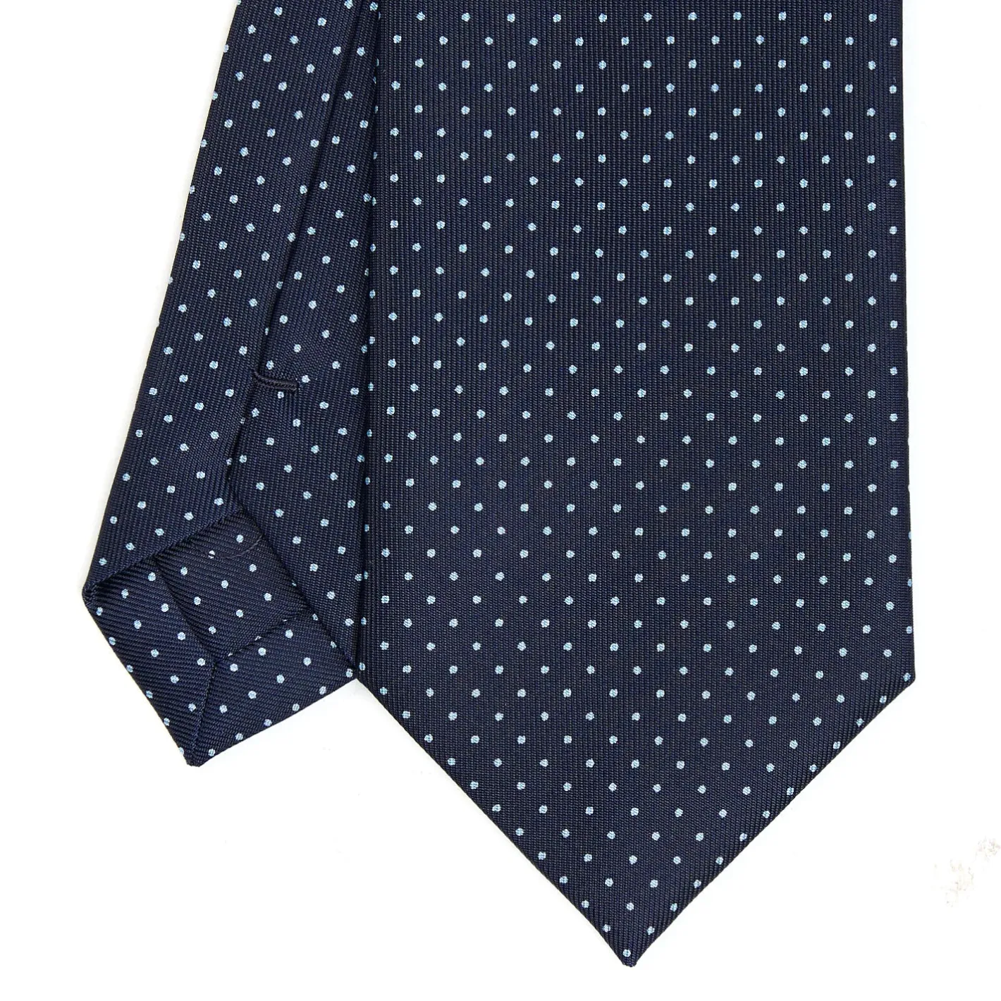 E.Marinella CRAVATTA SARTORIALE CLASSICA IN SETA BLU SCURO Pois Sale