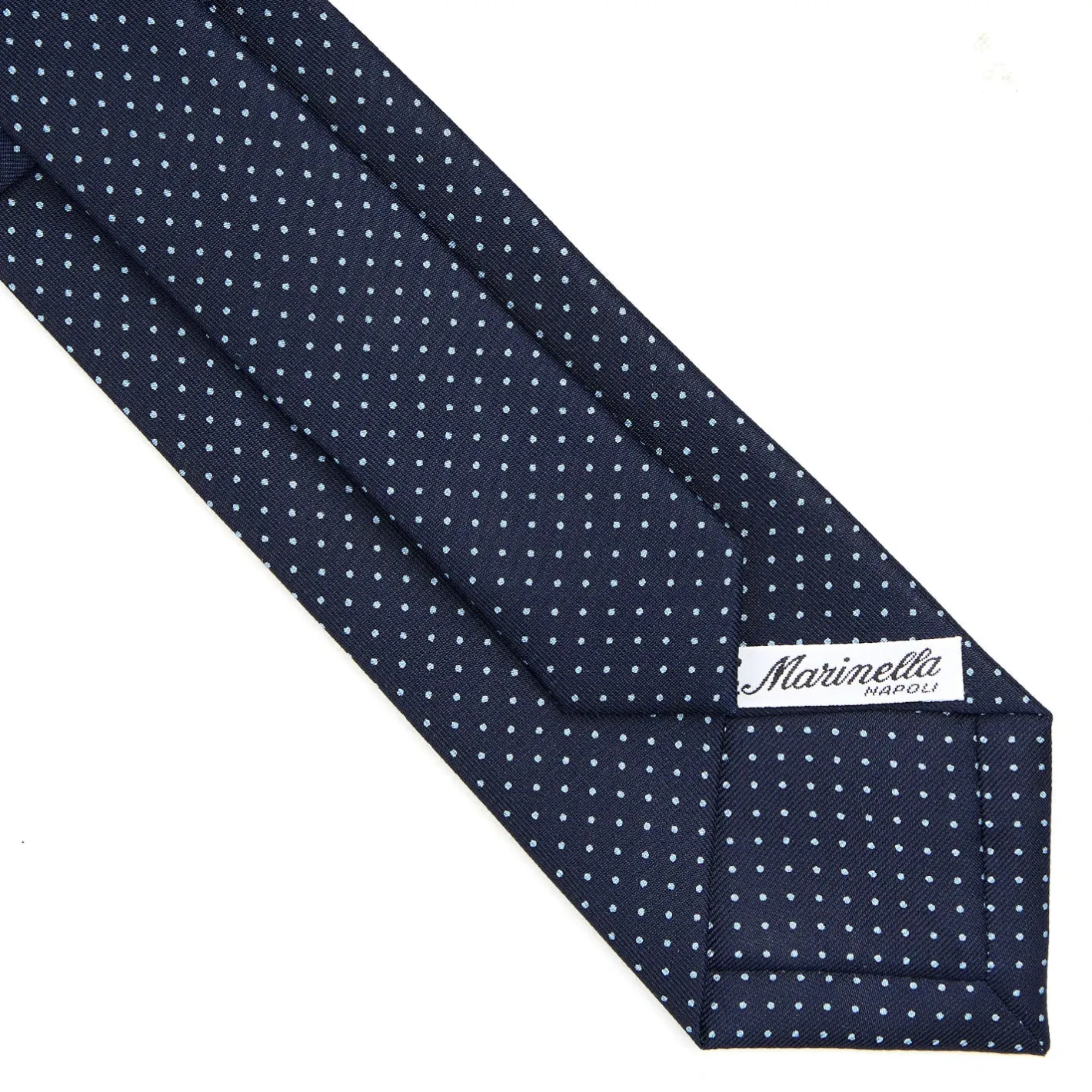 E.Marinella CRAVATTA SARTORIALE CLASSICA IN SETA BLU SCURO Pois Sale