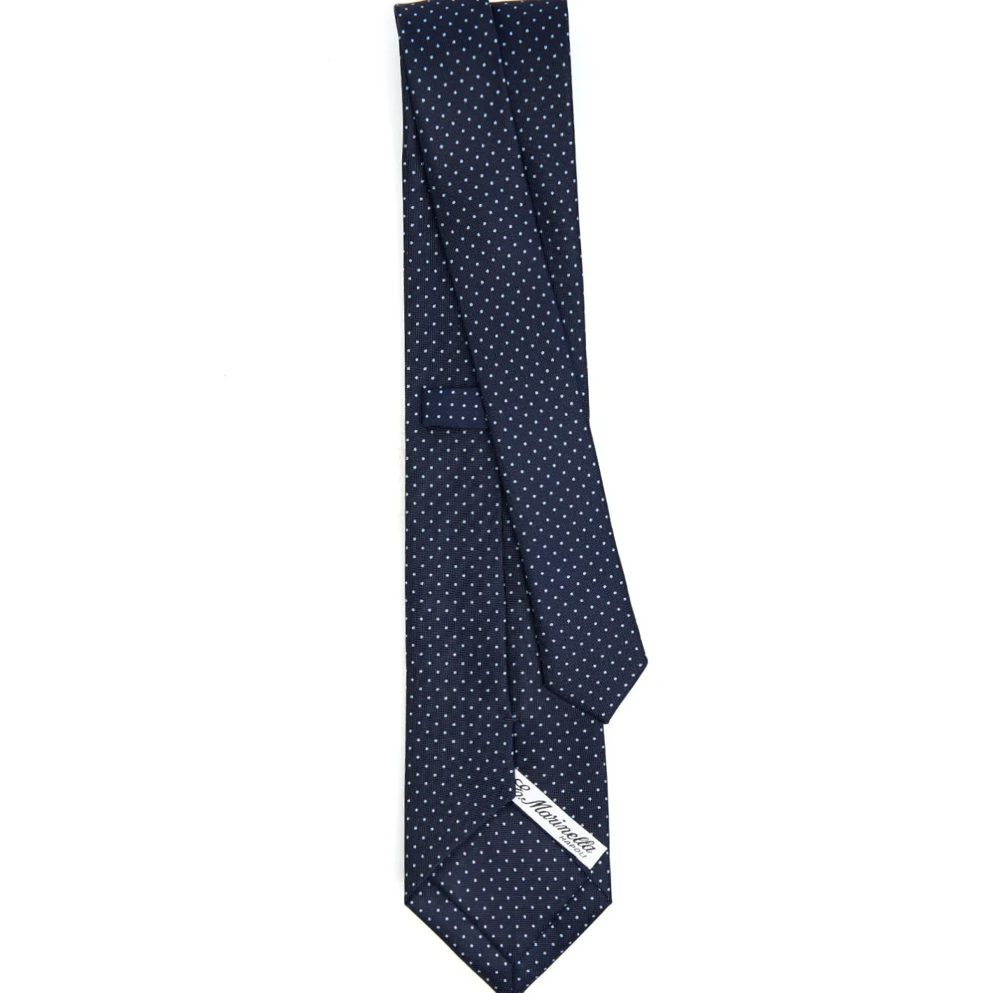 E.Marinella CRAVATTA SARTORIALE CLASSICA IN SETA BLU SCURO Pois Sale