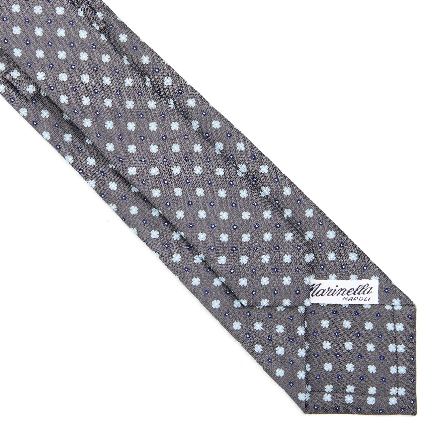 E.Marinella CRAVATTA SARTORIALE 7 CM IN SETA GRIGIO SCURO Microfantasia fiore Discount