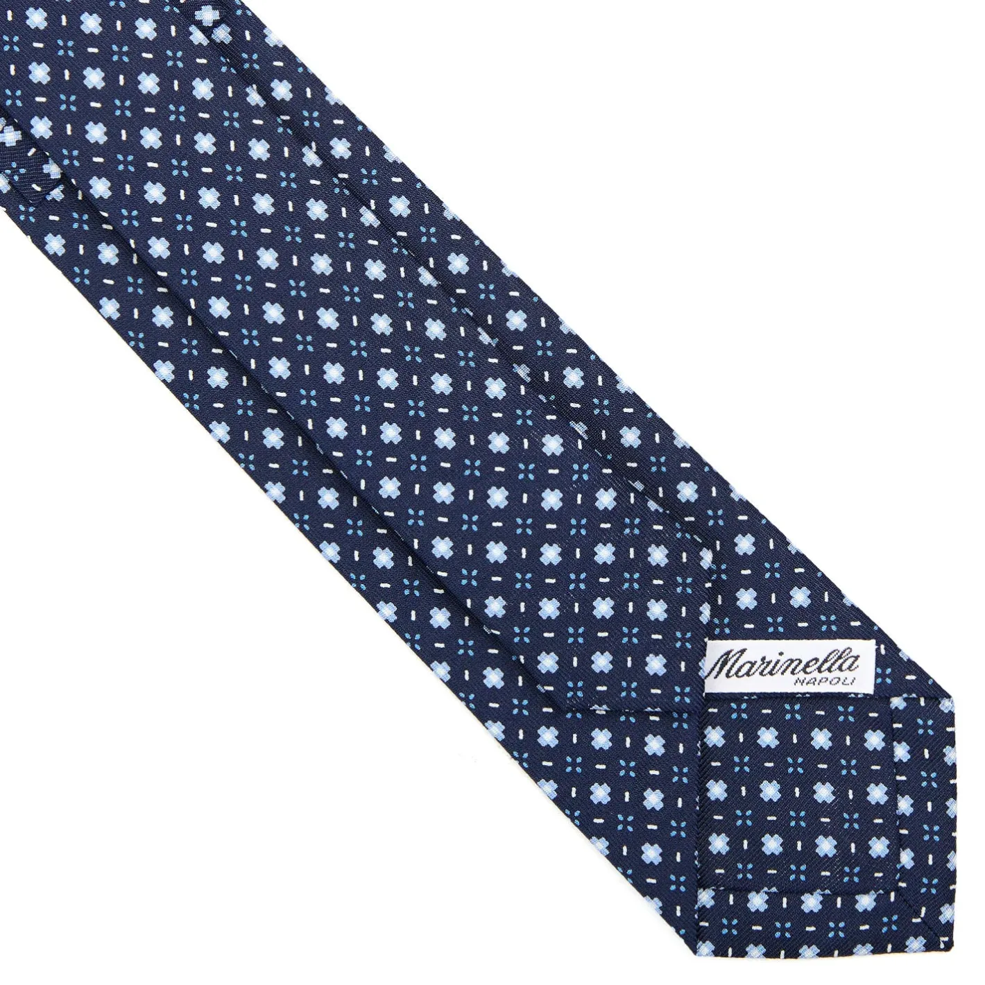 E.Marinella CRAVATTA SARTORIALE 7 CM IN SETA BLU SCURO Microfantasia fiore Sale