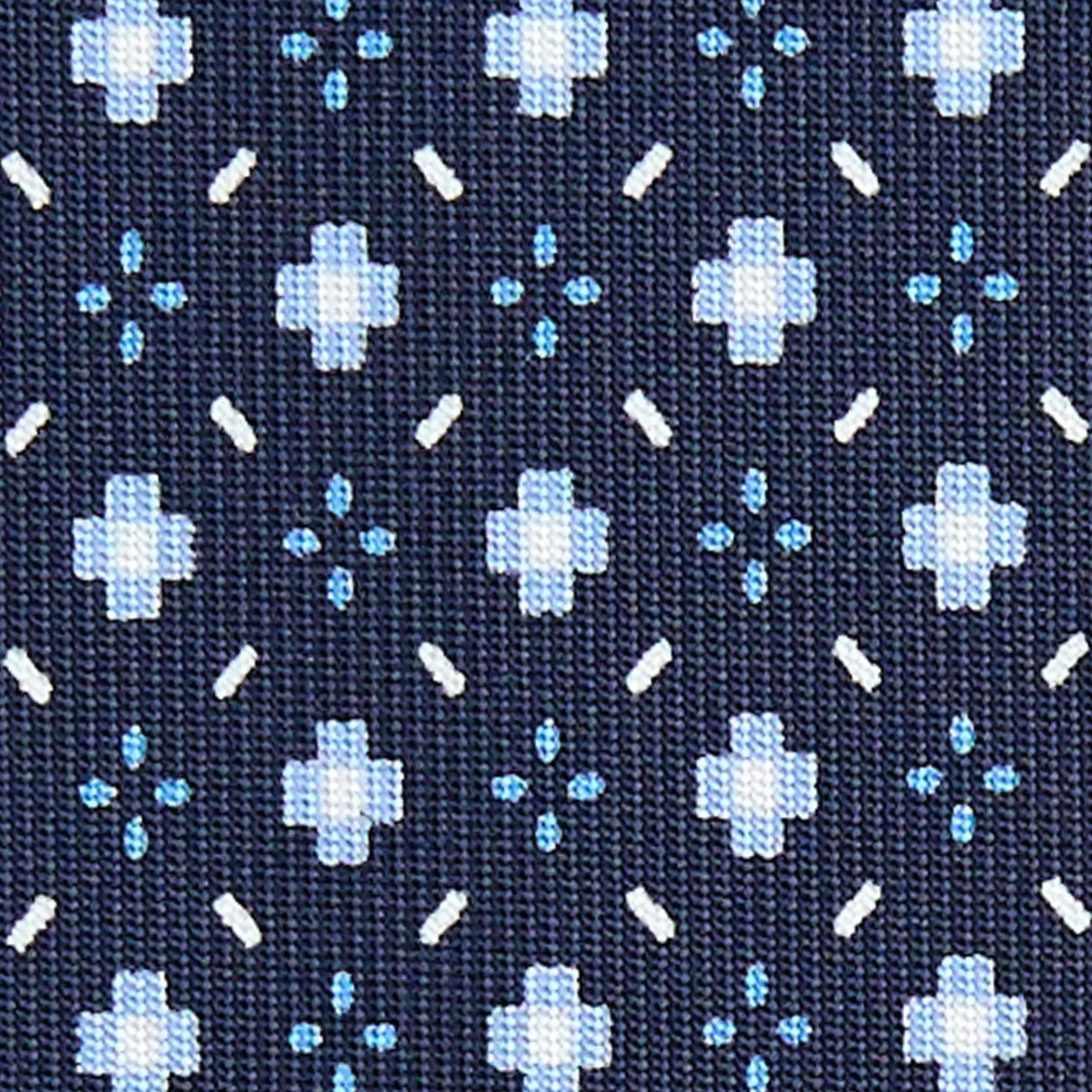E.Marinella CRAVATTA SARTORIALE 7 CM IN SETA BLU SCURO Microfantasia fiore Sale