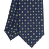 E.Marinella CRAVATTA SARTORIALE 7 CM IN SETA BLU SCURO Microfantasia fiore Discount